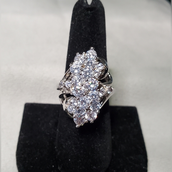 SETA Jewelry Seta Platinum Plated Cubic Zirconia Cluster Cocktail